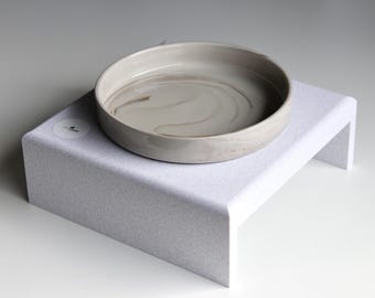 Exclusive: Set of straight cat bowl risers & marble ceramic bowl "Comfort", cat bowl riser, feeding station, cat bowl, feeding place