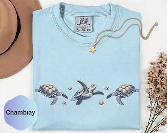 Koszulka z nadrukiem Sea Turtle Comfort Colors, koszulka z nadrukiem Beach Vacation, koszulka z grafiką Ocean Lover Coastal Summer