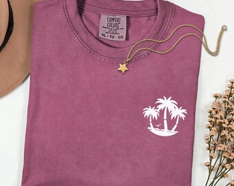 Comfort Colors Palm Tree T-Shirt: Coastal Vacation Tee, Summer Beach Shirt