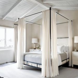 Pure white linen canopy, handmade, simple canopy, bedroom decorative curtains, privacy shelter canopy, queen size canopy.