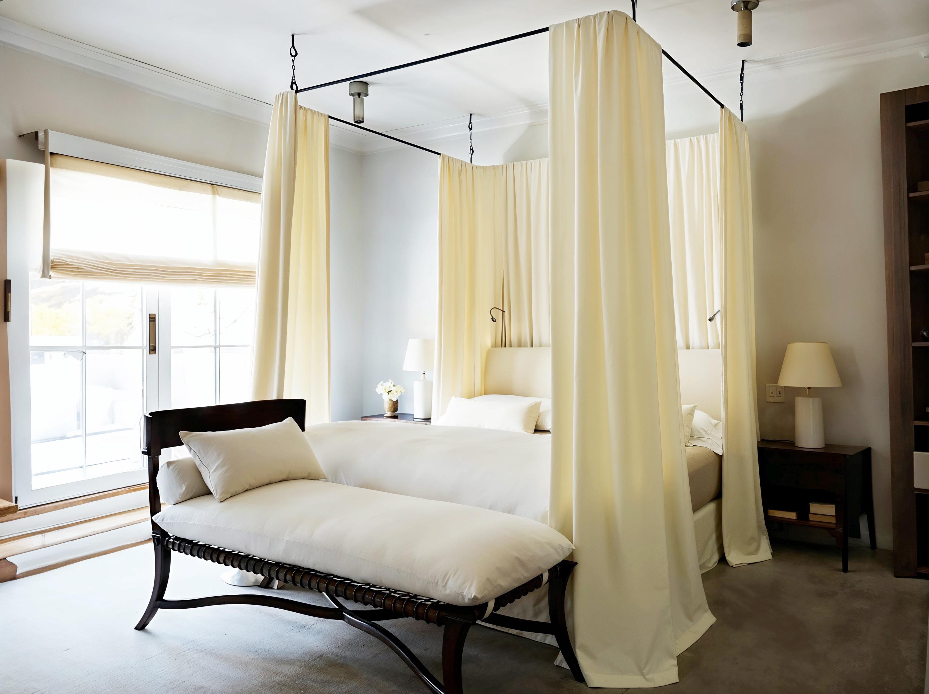 Pure linen canopy, queen canopy, solid color fabric, handmade, practical canopy, bed decoration, mosquito-repellent canopy.