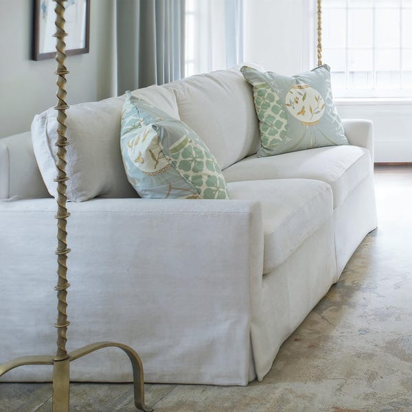 White Linen Sofa Slipcovers | Customizable Shape and Style | Durable Washed Fabrics