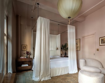 White linen, bed canopy, queen size canopy, handmade, bedroom white canopy, decorative canopy.
