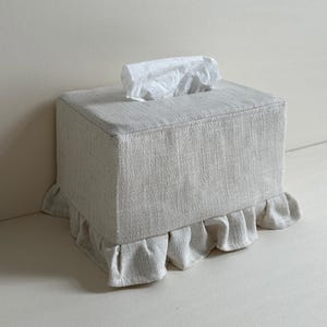 Copri scatola di fazzoletti di cotone beige. Scatola di fazzoletti rettangolare, scatola di fazzoletti di stoffa, scatola di fazzoletti decorativa.