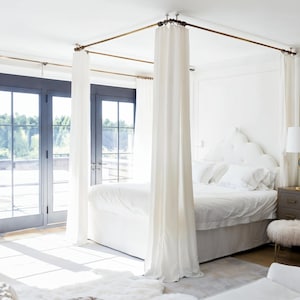 Solid color bed canopy, white bed canopy, handmade, bedroom bed decoration, household items, queen size bed canopy.