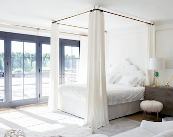 Solid color bed canopy, white bed canopy, handmade, bedroom bed decoration, household items, queen size bed canopy.