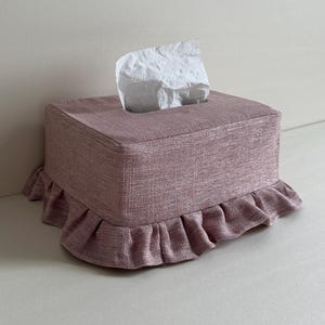 Capa de caixa de lenços de algodão rosa. Caixa de lenços retangular, caixa de lenços de tecido, caixa de lenços decorativa.
