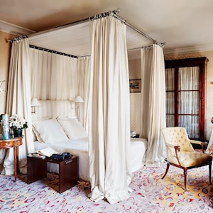 Solid linen curtains, handmade, home curtains, shaded curtains, simple canopy, square top canopy.