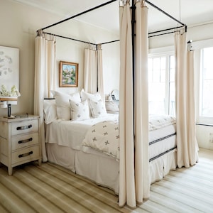 Solid linen fabric, handmade, insect-proof square top canopy, home décor canopy, simple canopy.