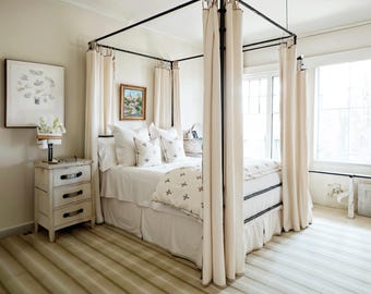 Solid linen fabric, handmade, insect-proof square top canopy, home décor canopy, simple canopy.