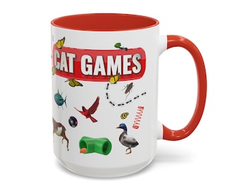 Cat TV Games Merch Mug | Ceramic Cat Lover Mug | Accent Large Coffee Mug (15oz)