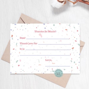 Cartes de remerciement vierges imprimables pour toute occasion - téléchargement immédiat - confettis terrazzo - fête primaire pastel bohème automne hiver