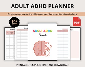 ADHD-planner voor volwassenen | Productiviteit en zelfzorg (digitale pdf-download)