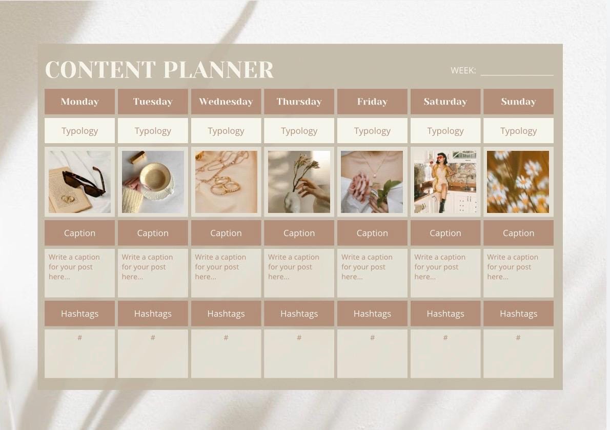 Social Media Content Planner, Editable Canva Template, Digital Download listing preview
