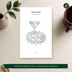 Adult Cocktail and Snack Coloring Book PDF, 64 Printable Pages, Snacky Hour image 6
