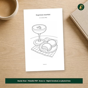 Adult Cocktail and Snack Coloring Book PDF, 64 Printable Pages, Snacky Hour image 1