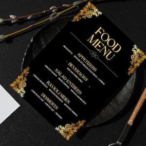 Druckbare Speisekarte Vorlage Digitale PDF Restaurant Hochzeit Caterer Menü Sofort Download Party Buffet Menükarte Karte Kalender für Veranstaltungen