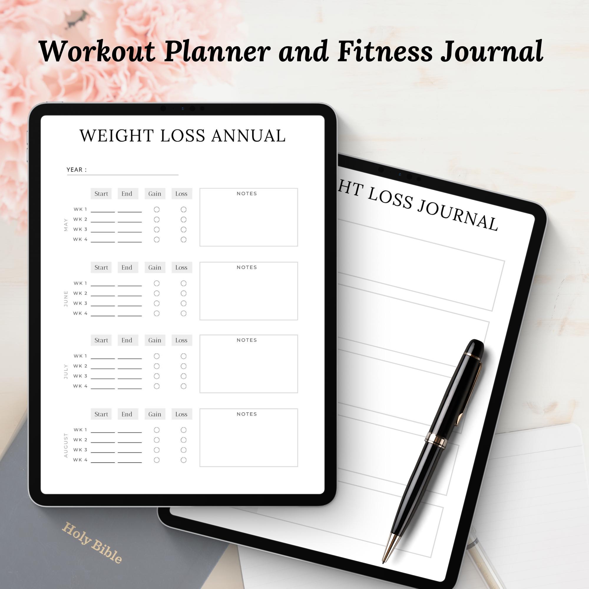 Fitness Journal | Weight Loss & Self-Care Planner (Printable PDF) listing preview