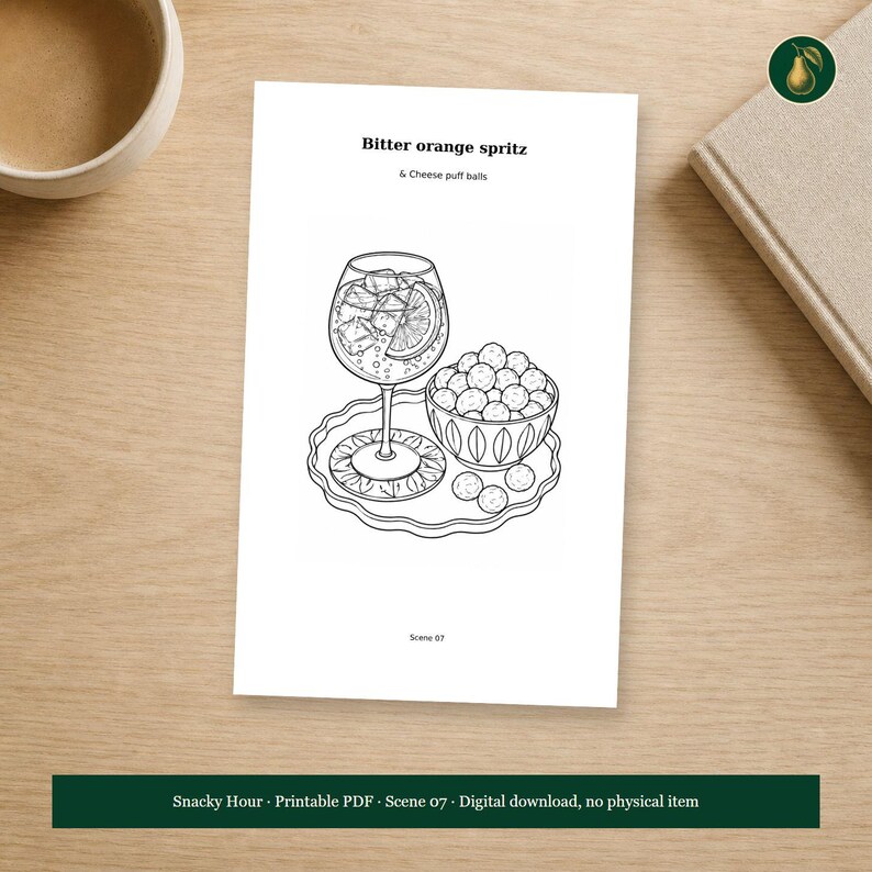 Adult Cocktail and Snack Coloring Book PDF, 64 Printable Pages, Snacky Hour image 10