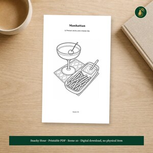 Adult Cocktail and Snack Coloring Book PDF, 64 Printable Pages, Snacky Hour image 13