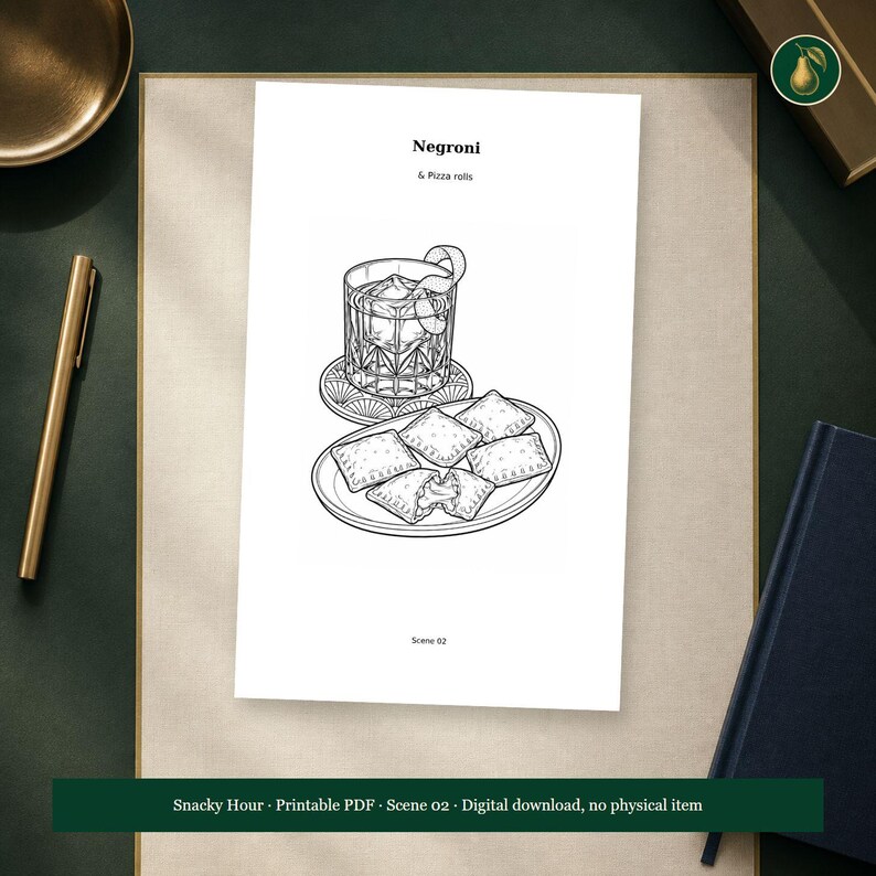 Adult Cocktail and Snack Coloring Book PDF, 64 Printable Pages, Snacky Hour image 5