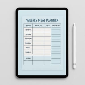 Weekly Meal Planner Printable | Grocery List Template | Digital Download
