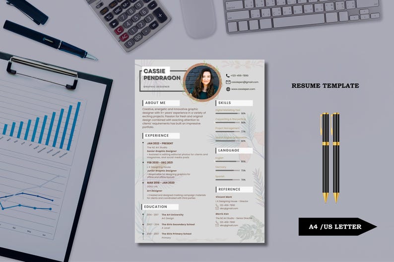 Utskrivbar CV-mall för chefer | Minimalistisk CV-design i PDF-format bild 3