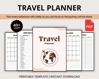 Printable Travel Digital Planner Printable PDF Organizer Template GoodNotes iPad Journal Instant Download Goal Tracker