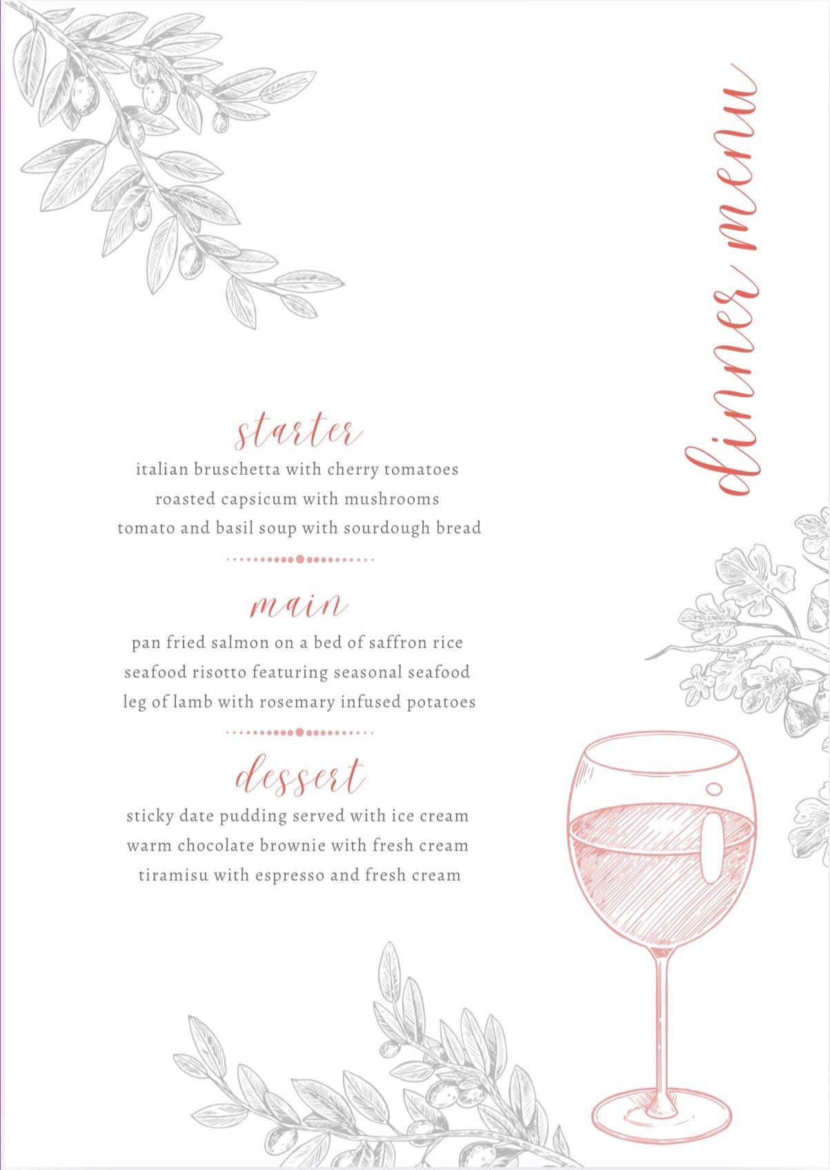 Christmas Wedding Menu, Editable Canva Template, Digital Download listing preview
