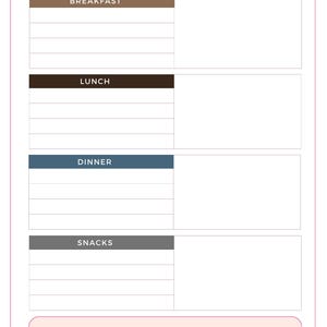 Actual Christmas Meal Planner worksheet with Breakfast, Lunch, Dinner and Snacks sections, each with writing lines and a blank box, plus a blank area at the bottom.