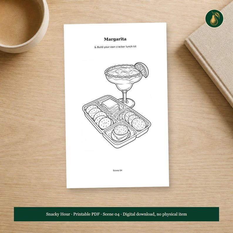 Adult Cocktail and Snack Coloring Book PDF, 64 Printable Pages, Snacky Hour image 7