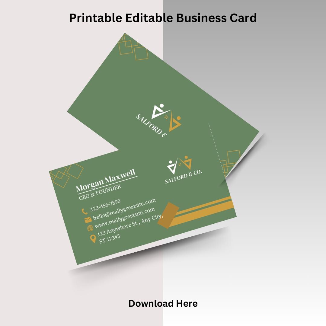 Vintage Business Card Template: Professional Custom Design (Digital Download) listing preview