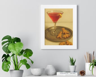 Cocktail und Hähnchen-Nuggets Kunstdruck: Lustiges Poster für die Küche