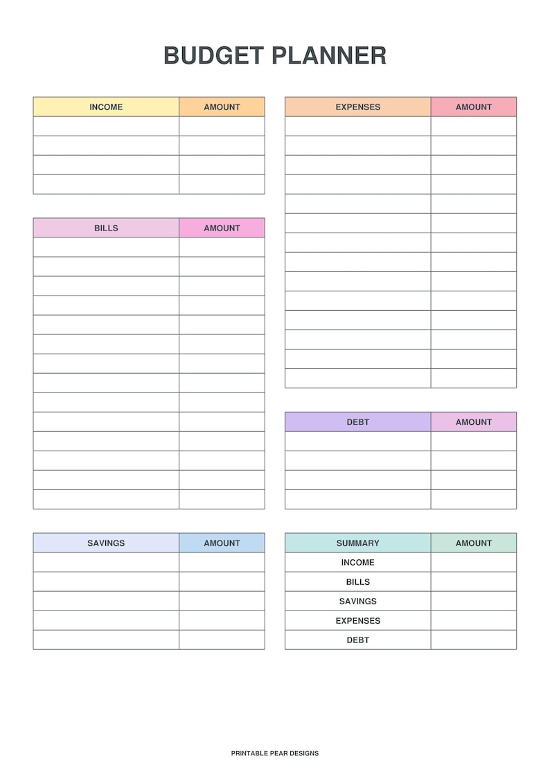 Monthly Budget Worksheet, A4 and US Letter Printable PDFs, Canva Template listing preview