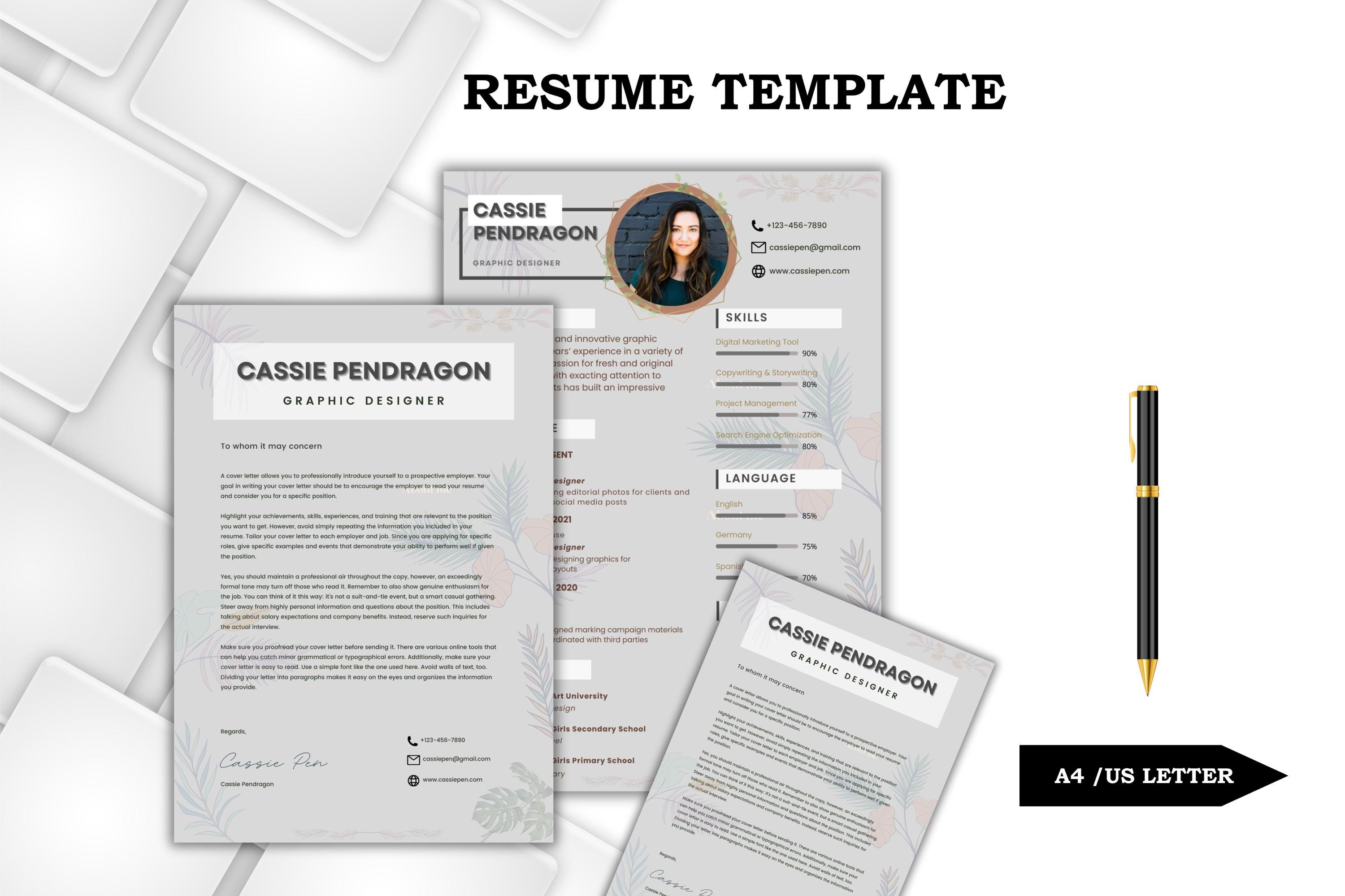 Executive Resume Template Printable | Minimalist CV Design PDF listing preview