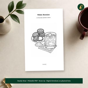 Adult Cocktail and Snack Coloring Book PDF, 64 Printable Pages, Snacky Hour image 12