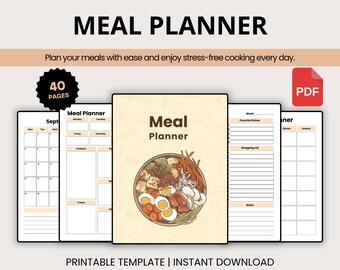Weekly Meal Planner Bundle Digital Planner Family Menu Grocery List Printable PDF Organizer Template GoodNotes iPad Instant Download
