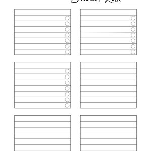 Op de afbeelding: Printbare checklist met de titel "Healthy Living Bucket List". De checklist heeft zes secties met geregelde ruimte om te schrijven en cirkels om items af te vinken.