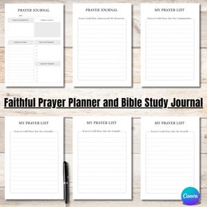 Faithful Prayer Planner and Bible Study Journal | Digital Devotional Journal and Bible Verse Templates | Christian Planner for Daily Prayer