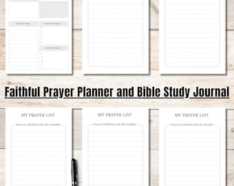 Faithful Prayer and Bible Study Journal (Digital Download) Organizer Template