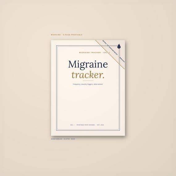 Migraine Tracker Printable, Six-Page Headache Diary PDF