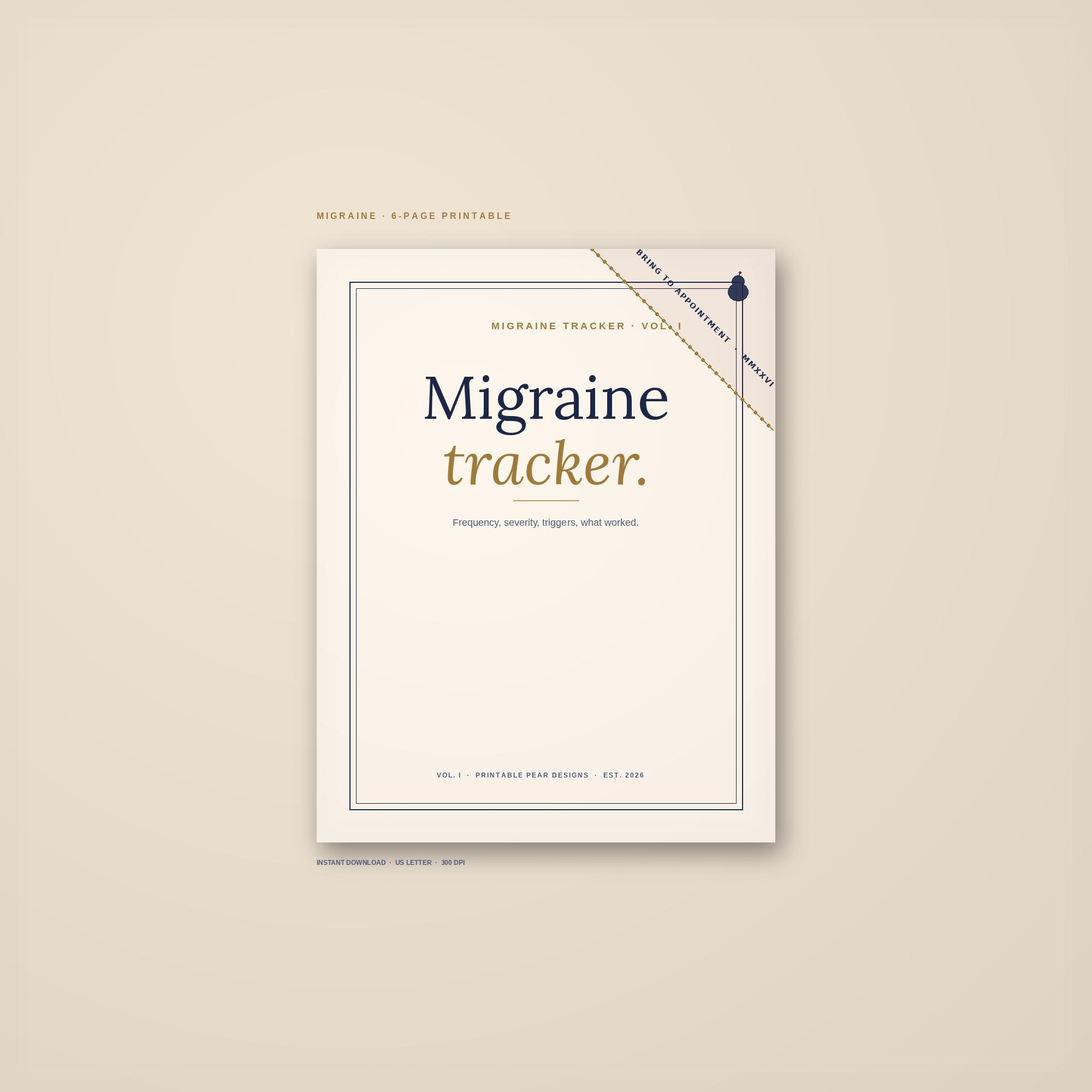 Migraine Tracker Printable, Headache Diary, Symptom Log (Instant Download) listing preview