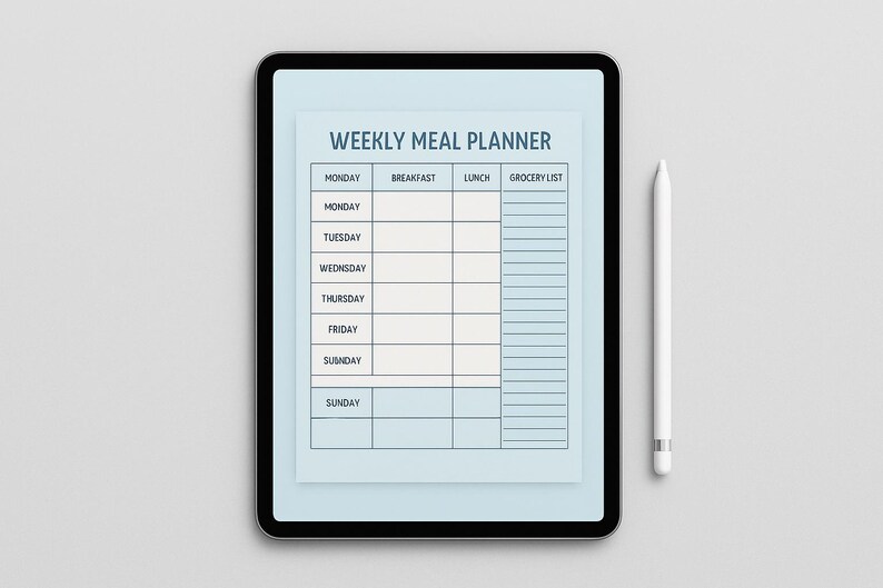 Weekly Meal Weekly Planner Printable PDF Digital Download To-do List ...
