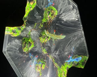 Avatar Floating Islands LED Lamp | Handmade Resin Art, Coffee Wood Base