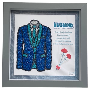 Handmande Personalised pebble frame, gift for men and husbands, available for any occasion