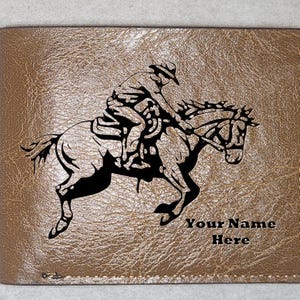 Personalized Cowboy Leather Wallet: Engraved Bifold, Rustic Western Gift