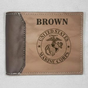 Personalized USMC Faux Leather Wallet Engraved Marine Corps Gift