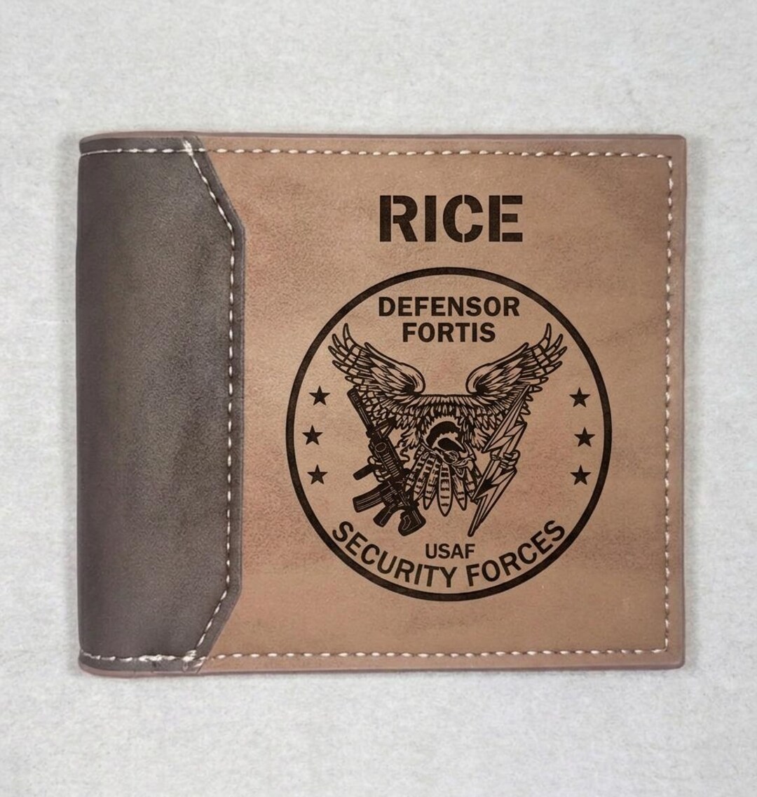 Defensor Gift Set Personalized USAF Security Forces Wallet, Defensor Fortis Vegan Leather ...