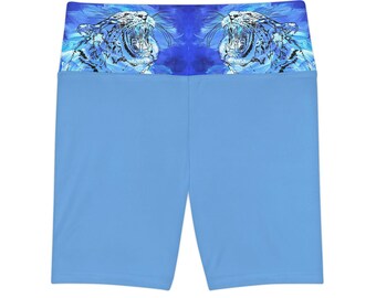Pantalones cortos deportivos para mujer con estampado de tigre vibrante, pantalones cortos atléticos, ropa de gimnasio, ropa deportiva de verano, ropa de ejercicio, pantalones cortos casuales, amantes del deporte.