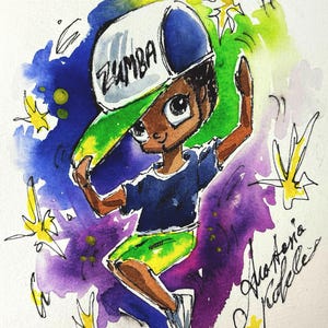 Zumba-Cartoon Mann - Lustige Afroamerikanische Figur Kunst